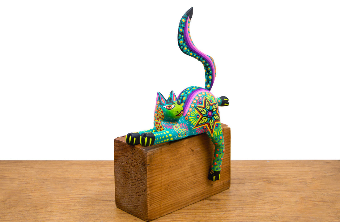 Alebrije gato turquesa