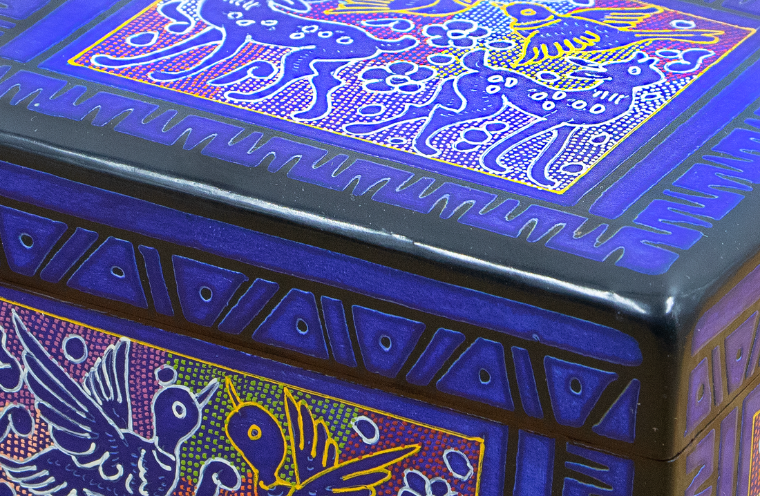 Caja Alhajero rayado punteado azul