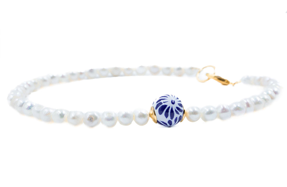 Collar perlas y talavera Ainhoa