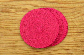 Juego de 6 portavasos de palma rosa