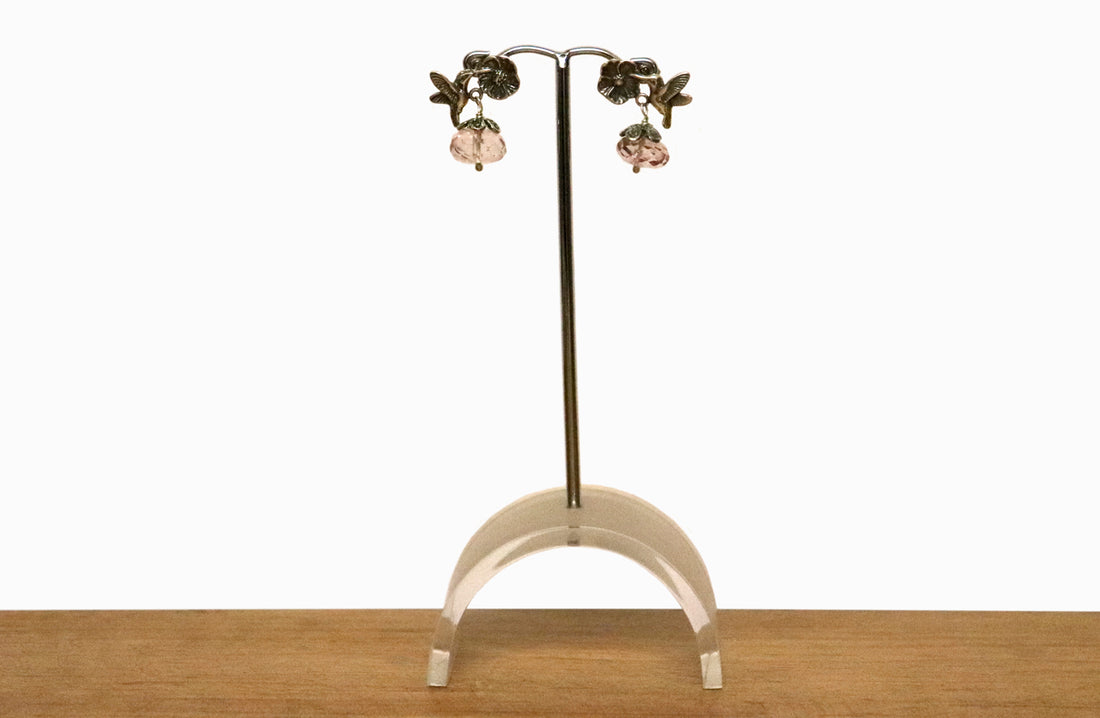 Aretes colibrí flor con piedra