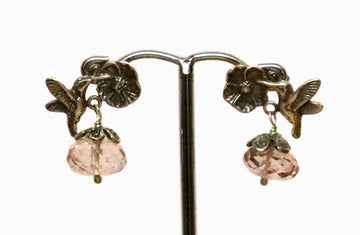Aretes colibrí flor con piedra