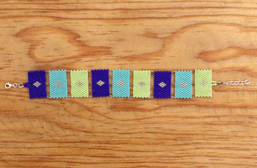 Pulsera de chaquira rectángulos unidos