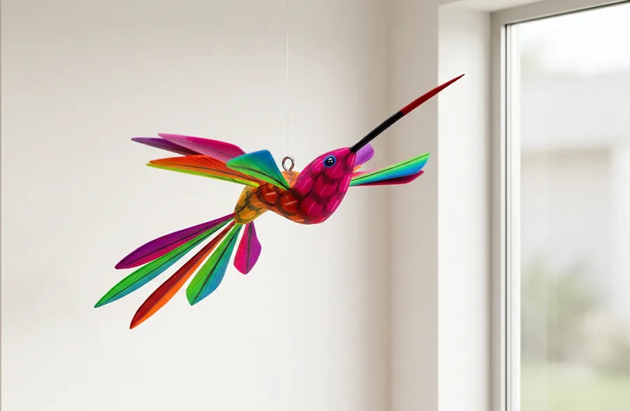 Alebrije colibri rosa chico