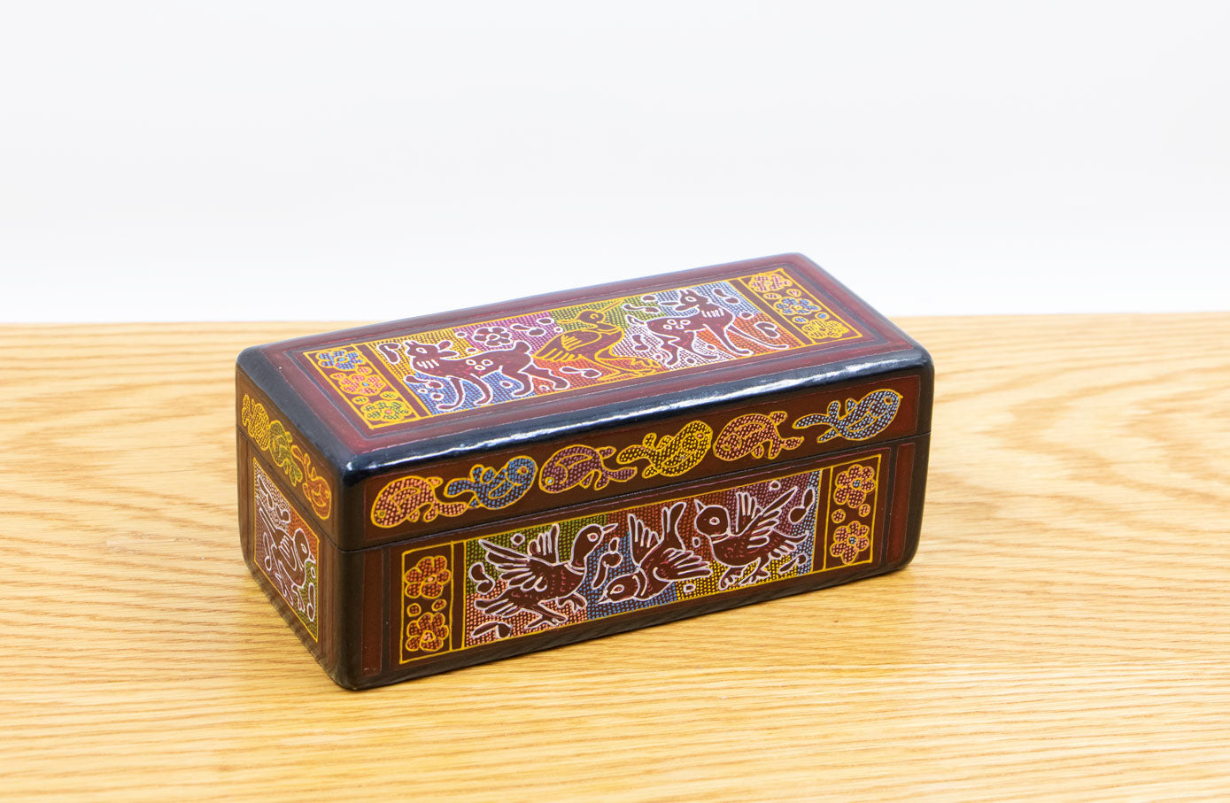 Caja esclavera rayada punteada roja
