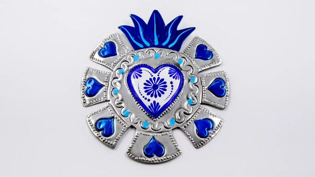 Juego de corazones de laton azules 1