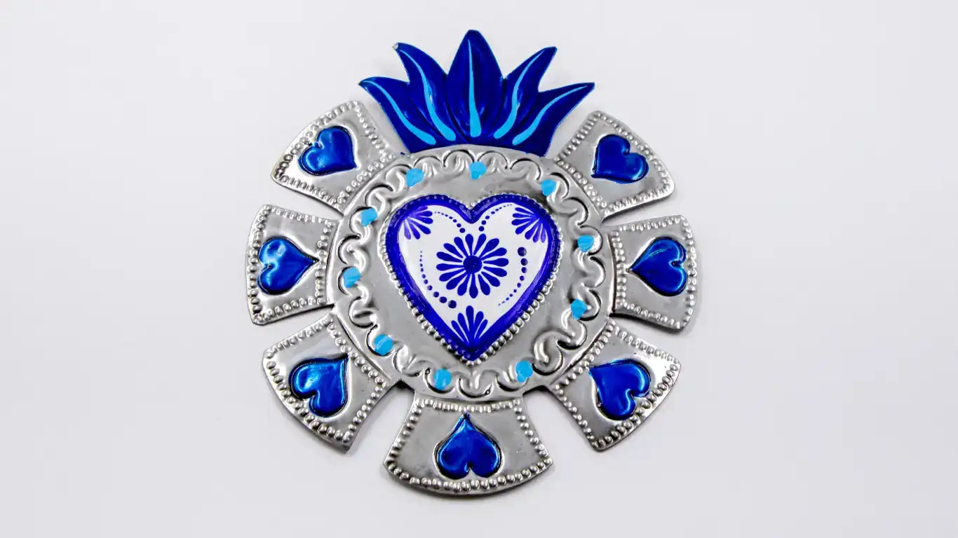 Juego de corazones de laton azules 1