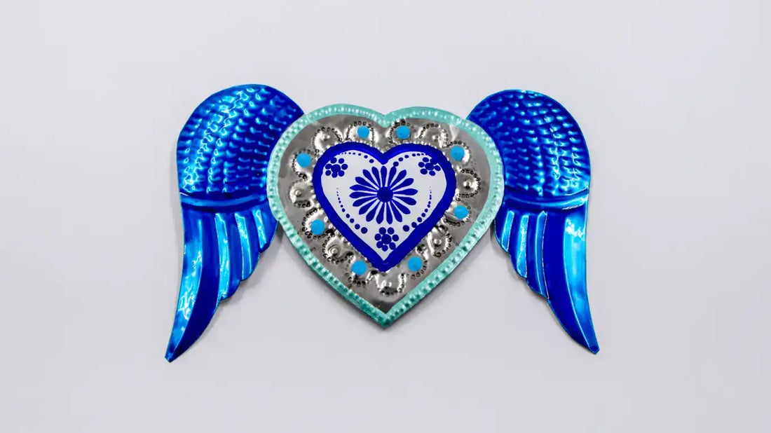 Juego de corazones de laton azules 1