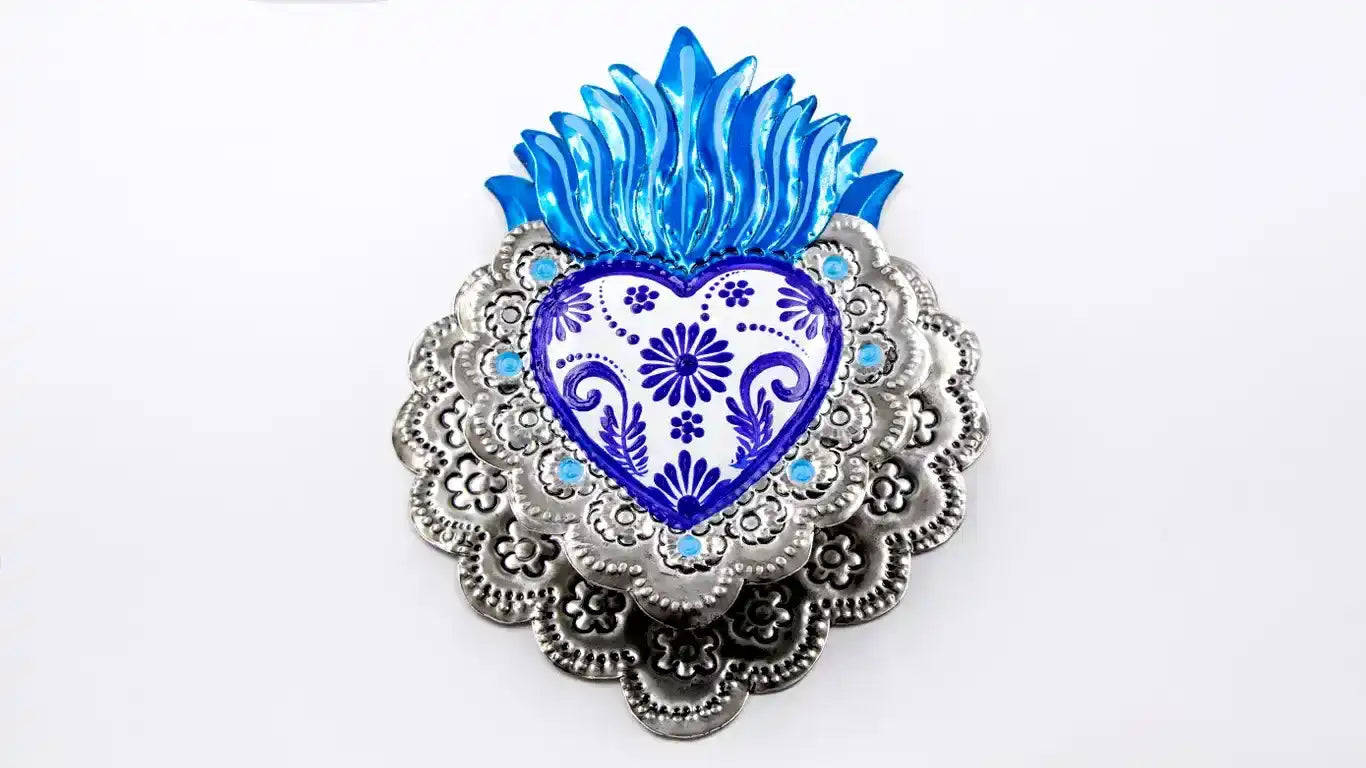 Juego de corazones de laton azules 4