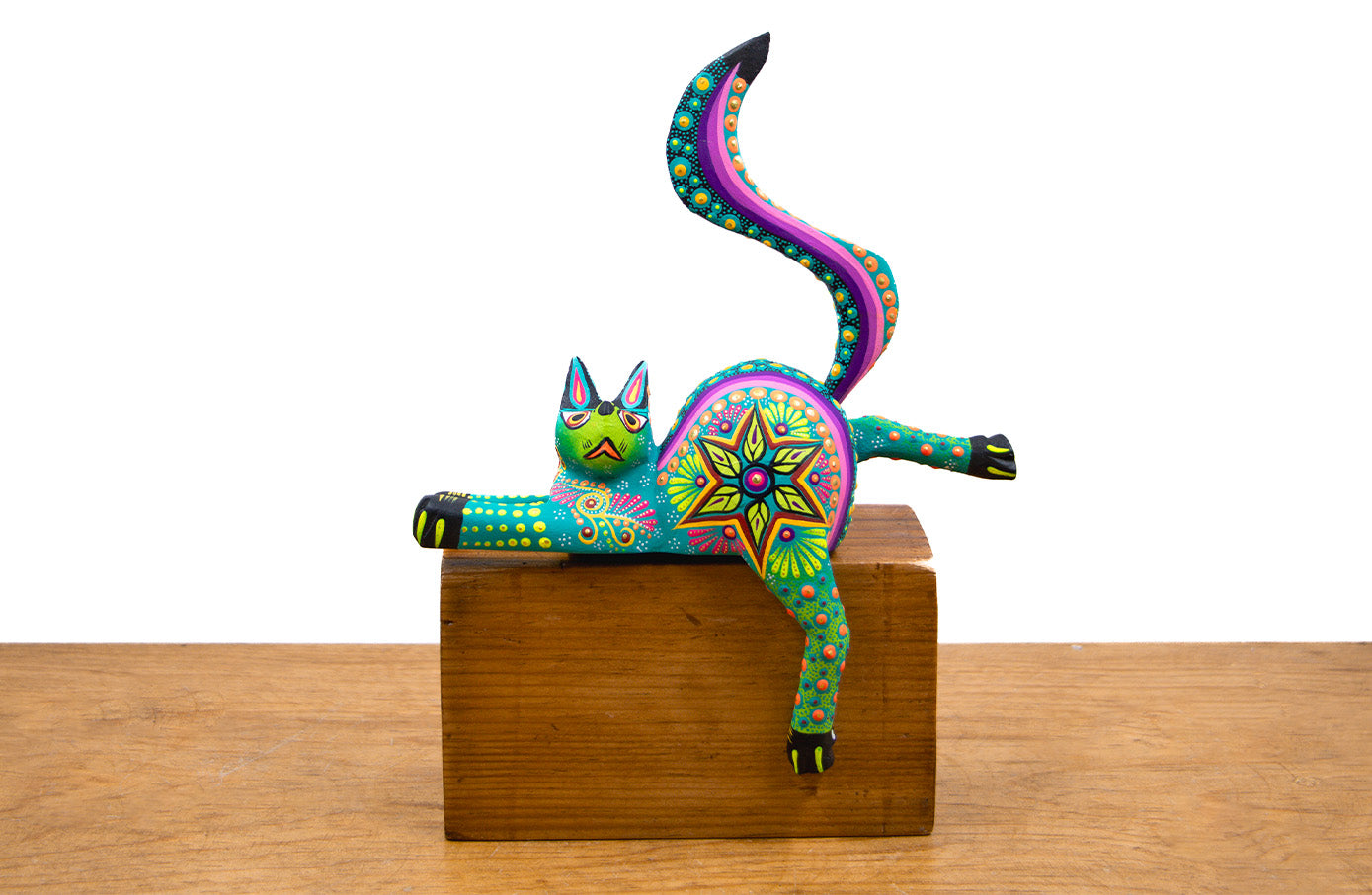 Alebrije gato turquesa