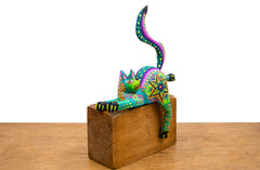 Alebrije gato turquesa