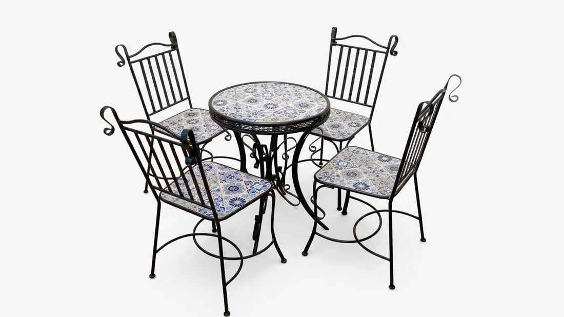 Comedor azulejo mesa redonda con 4 sillas
