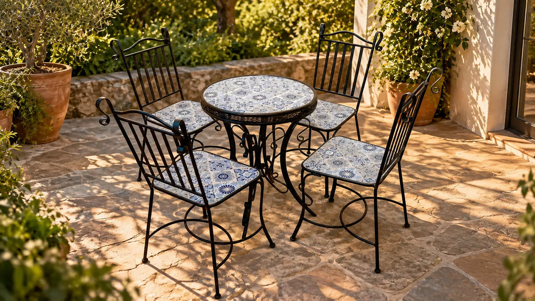 Comedor azulejo mesa redonda con 4 sillas
