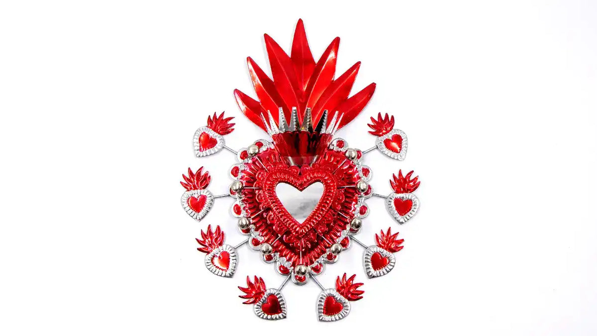 Corazón espejo estelar rojo