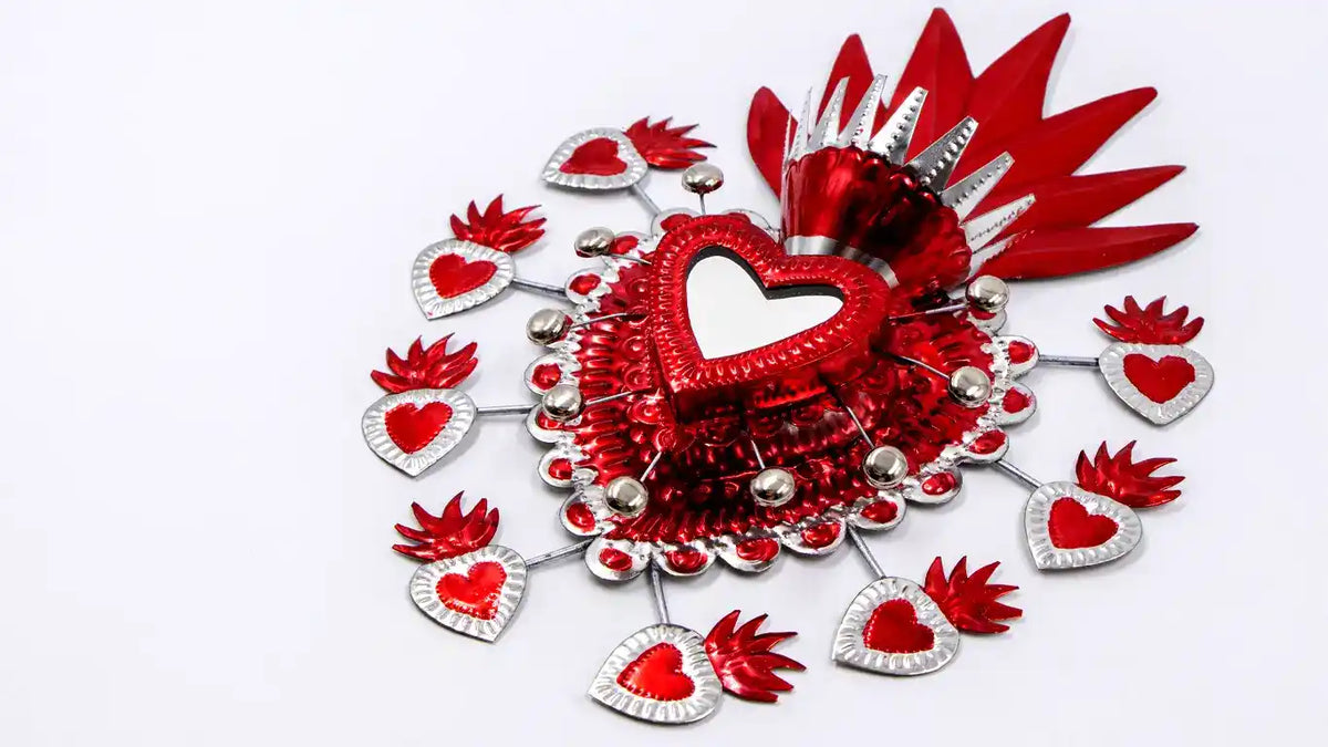 Corazón espejo estelar rojo