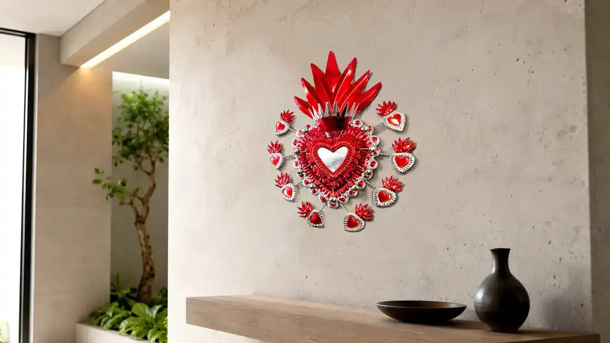 Corazón espejo estelar rojo