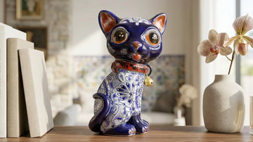 Gato azul de cerámica