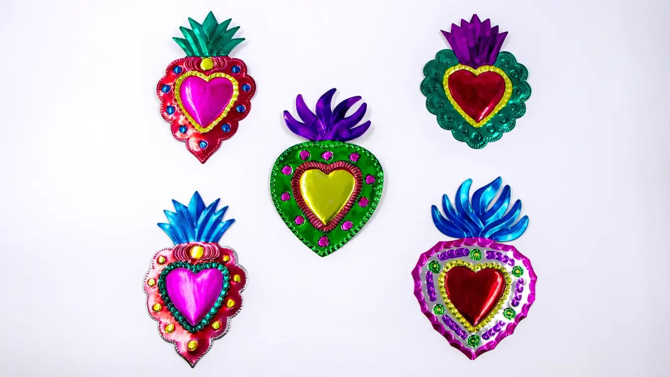 Juego de corazones de laton multicolor