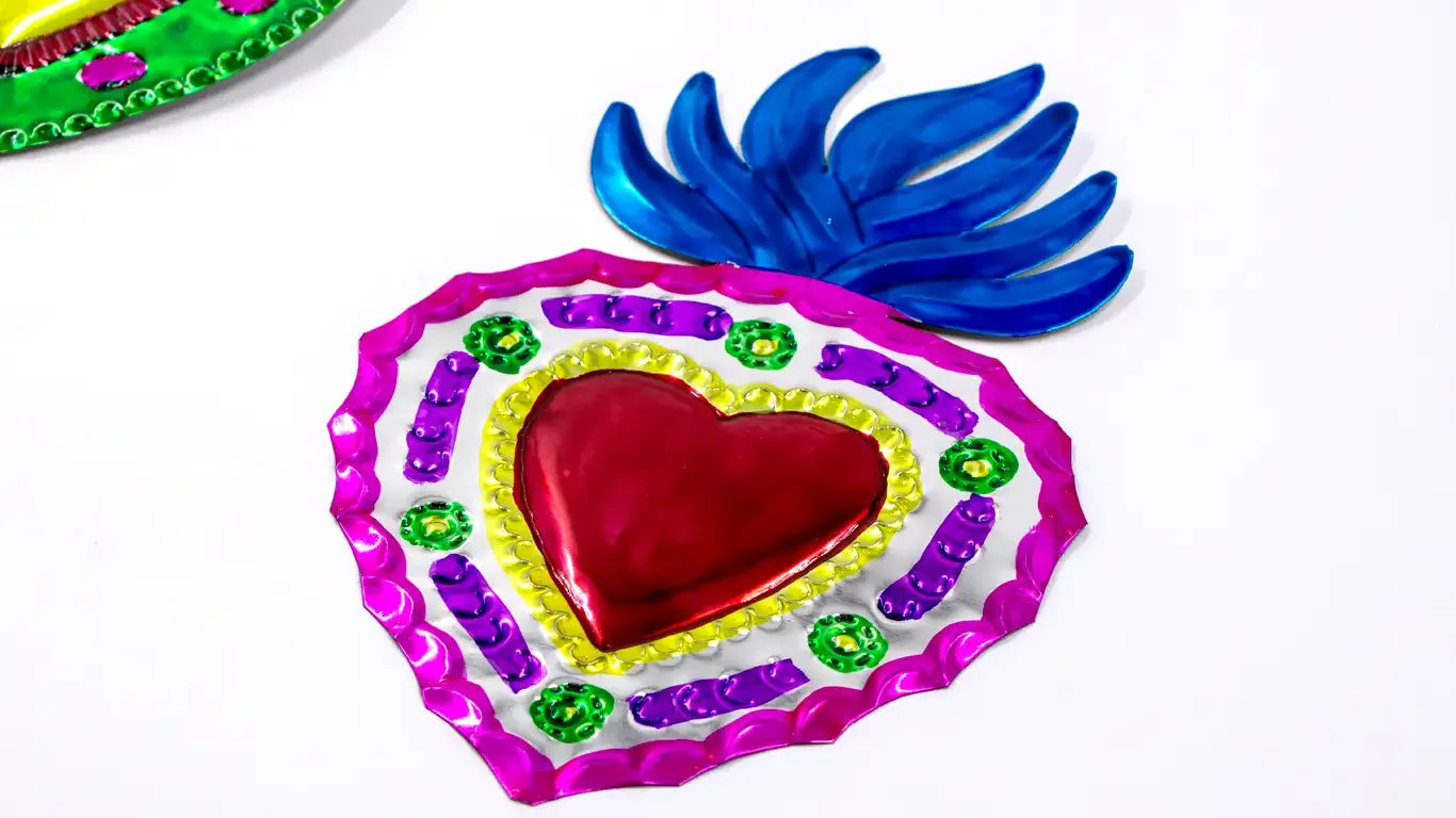 Juego de corazones de laton multicolor