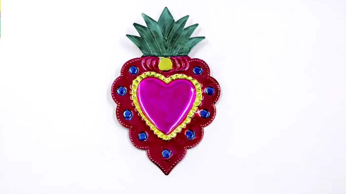 Juego de corazones de laton multicolor