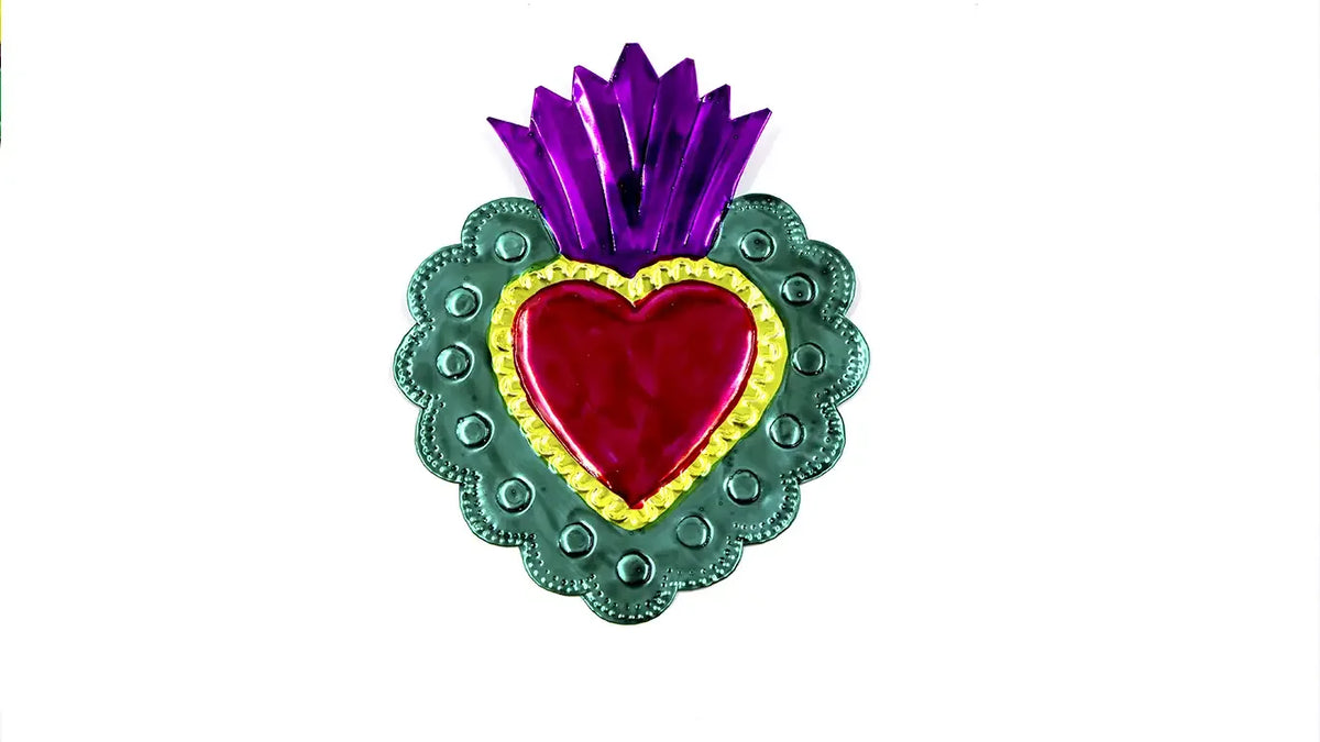 Juego de corazones de laton multicolor
