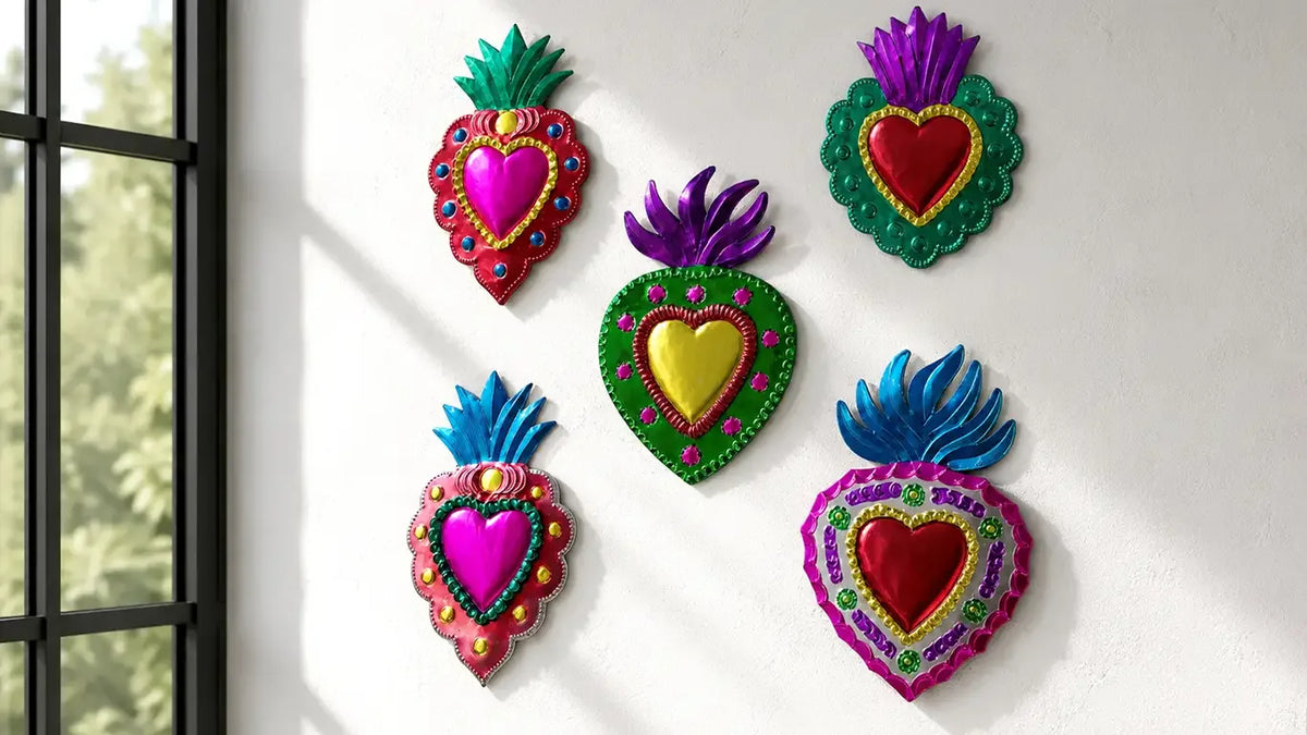 Juego de corazones de laton multicolor