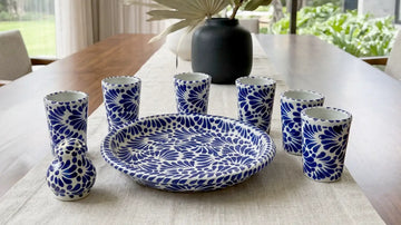 Juego de tequileros talavera de 8 piezas