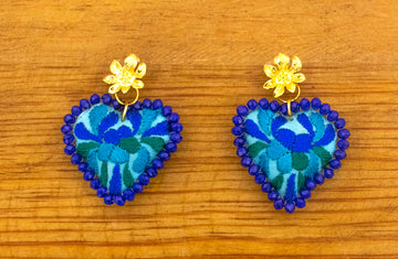 Aretes corazón azul