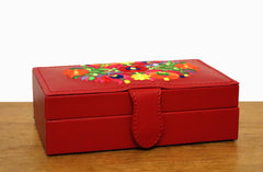 Caja joyero bordada rojo